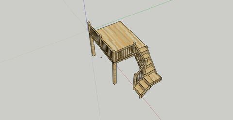 3D design of a bespoke raised bunk bed with staircase and balustrade, produced for a client quote